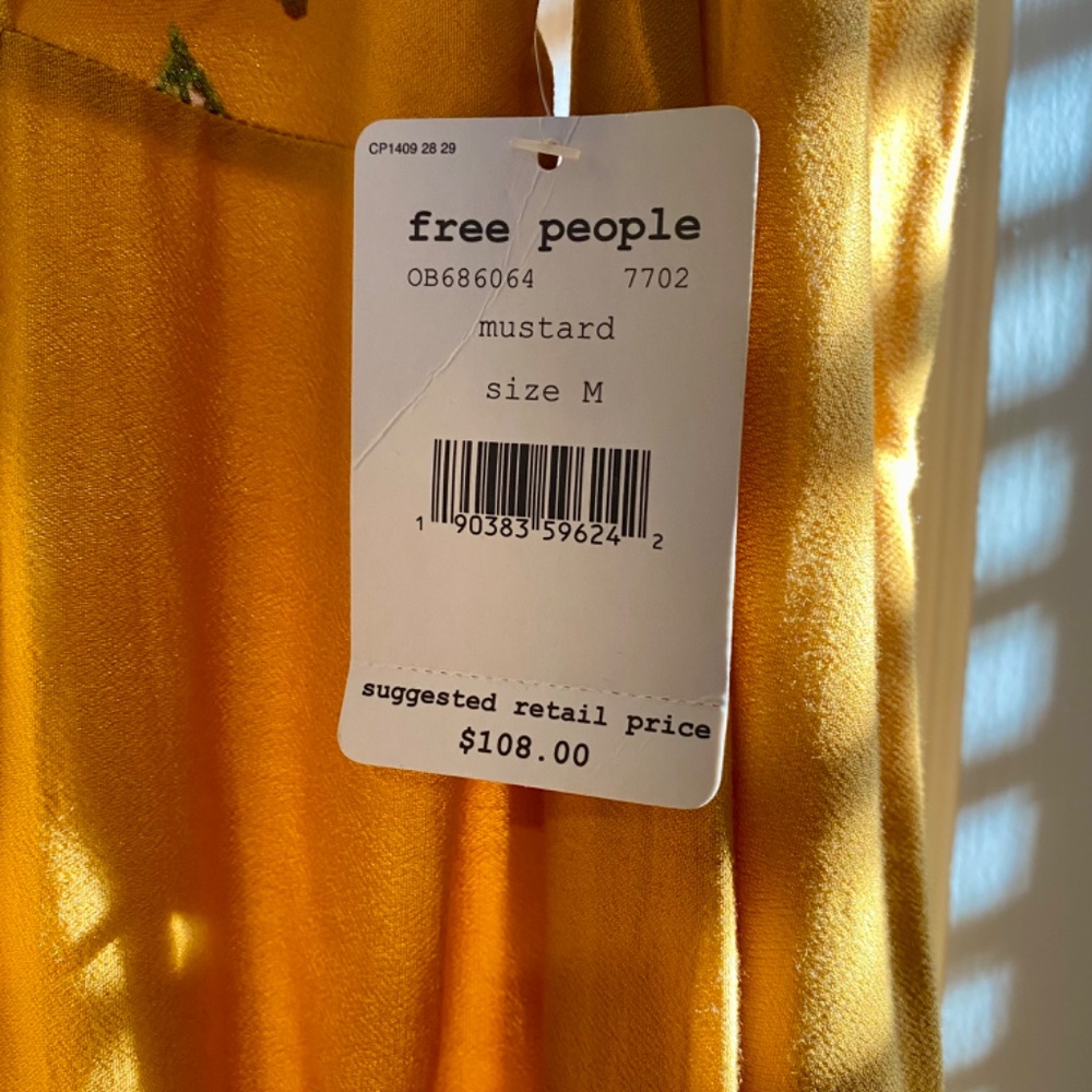 NWT Free People Mustard Floral Dress - Picture 2 of 4